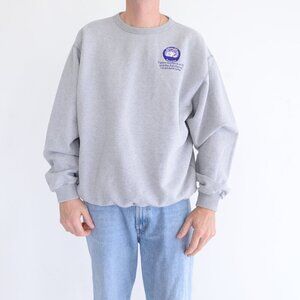 Vintage Non-Fiction Gray 100% Cotton Crew Neck Sweater Size Large